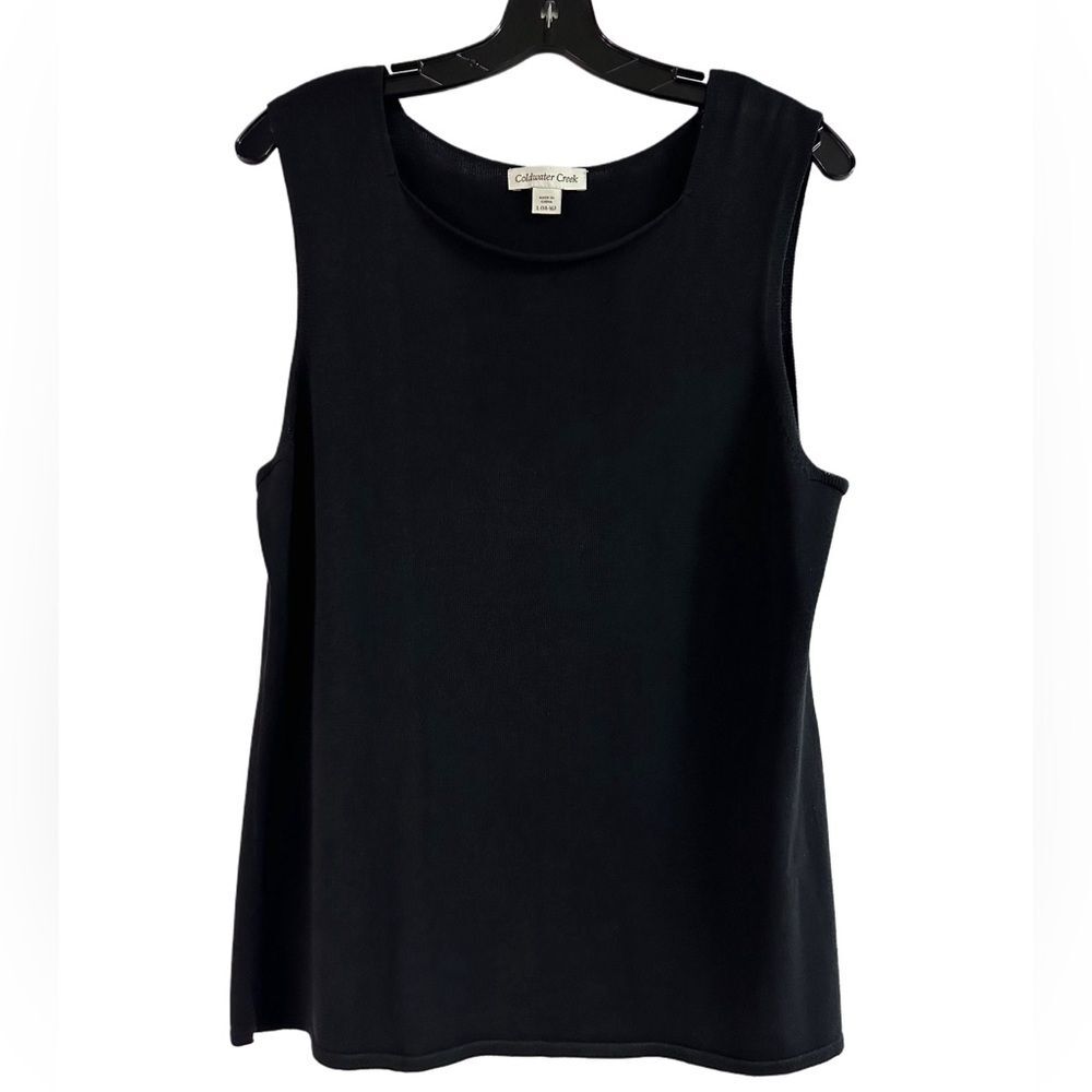 Coldwater Creek Black Silk Blend Sleeveless Sweater Top Size L (14/16)
